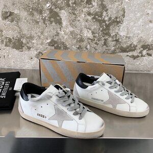 Golden Goose White And Black Glitter Sneakers